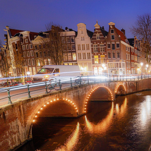 Amsterdam canals at night